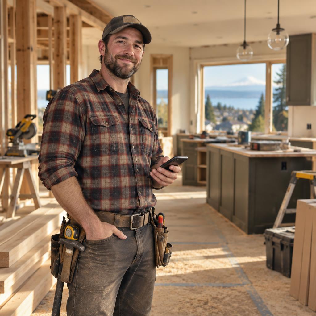 Remodeling contractor running the job from a phone on site